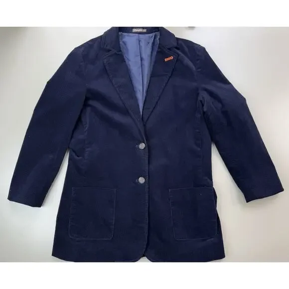 J.Mclaughlin Womens Aubrey Blazer Jacket M Navy Blue Corduroy Preppy Academia - Picture 2 of 14
